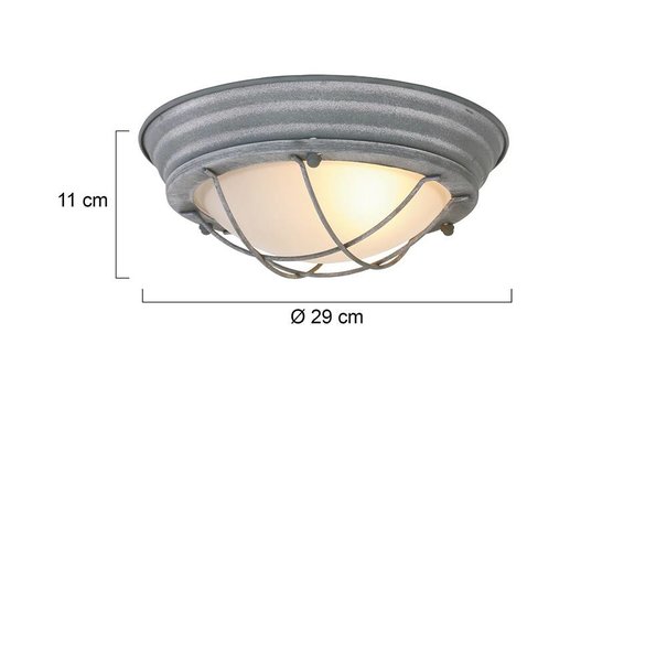 Mexlite Industriële - Plafondlamp - Grijs - 1 lichts - Kaj