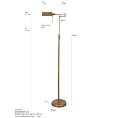 Mexlite Moderne vloerlamp Karl LED brons