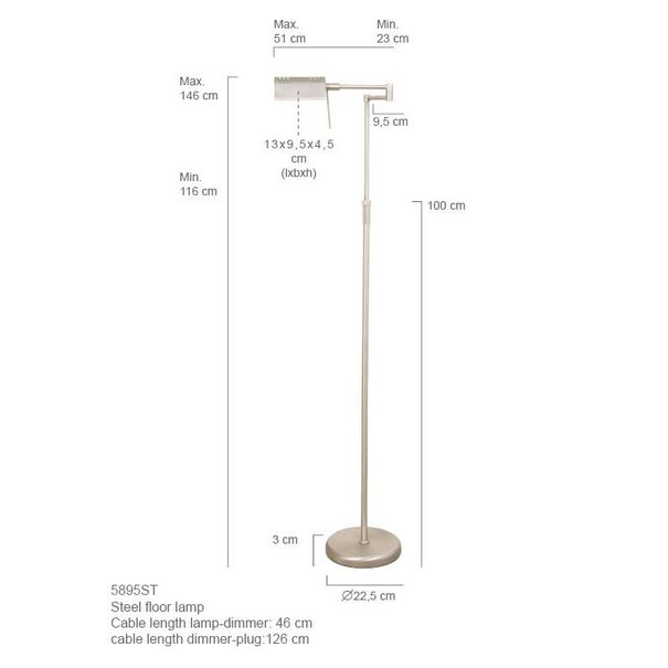 Mexlite Moderne - Vloerlamp - Staal - LED - Karl