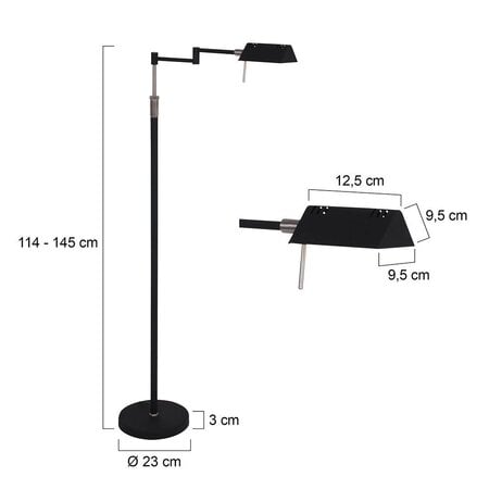 Mexlite Moderne vloerlamp Karl LED zwart