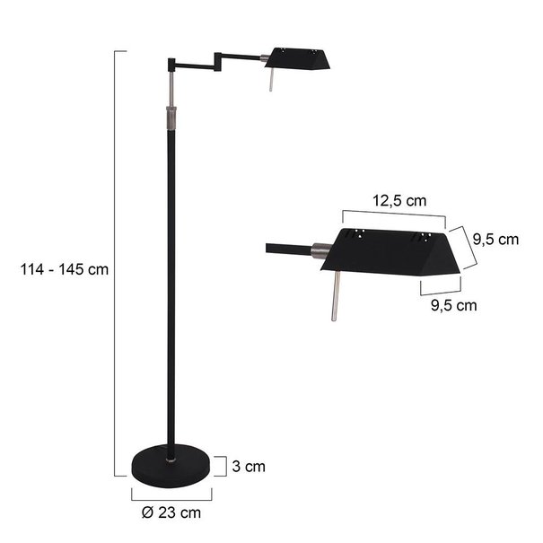 Mexlite Moderne - Vloerlamp - Zwart - LED - Karl
