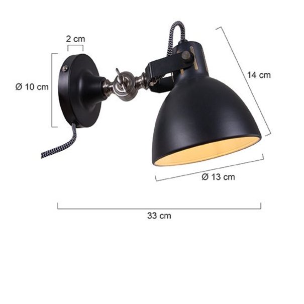 Mexlite Moderne - Wandlamp - Zwart - Verstelbaar - Dominique
