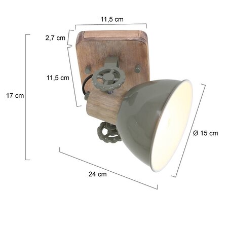 Mexlite Landelijke wandlamp Gearwood 1-lichts groen