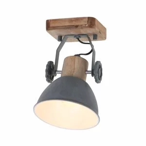 Mexlite Landelijke opbouwspot Gearwood 1-lichts grijs