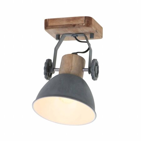 Mexlite Landelijke opbouwspot Gearwood 1-lichts grijs