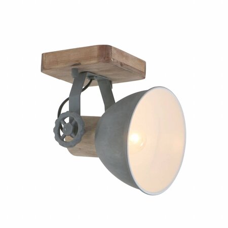 Mexlite Landelijke opbouwspot Gearwood 1-lichts grijs