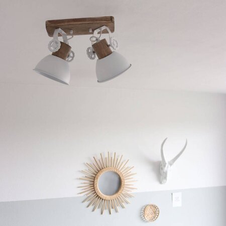 Mexlite Landelijke opbouwspot Gearwood 2-lichts wit