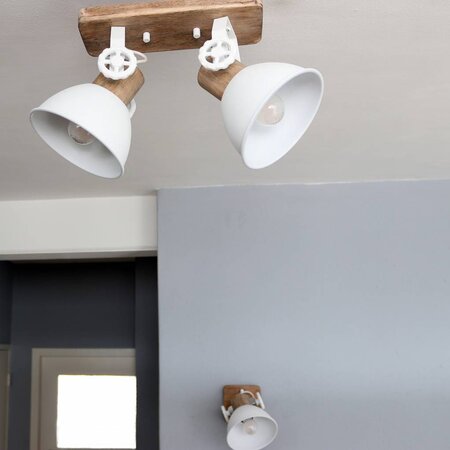 Mexlite Landelijke opbouwspot Gearwood 2-lichts wit