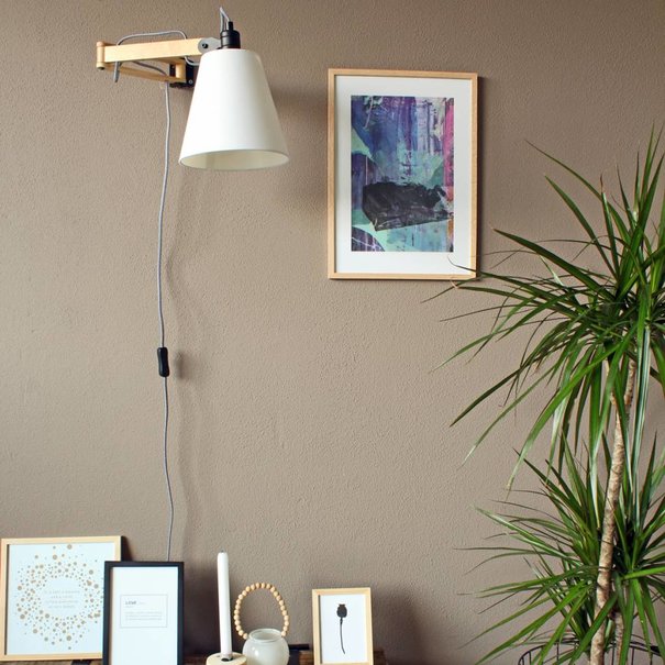 Mexlite Landelijke - Wandlamp - Wit - Eikenhout - Liv