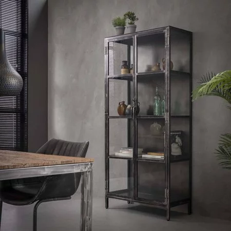 BelaLuz Industriële vitrinekast Kite 190 cm gun metal