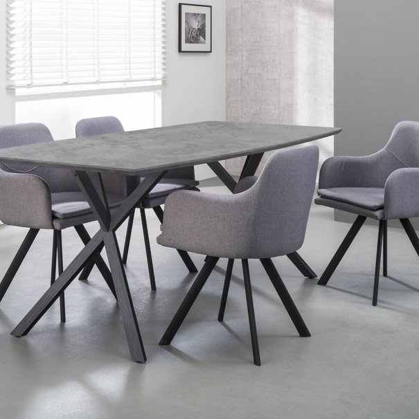 BelaLuz Industriële - eetkamertafel - betonlook - 160cm -Jools