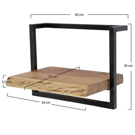 BelaLuz Landelijke wandplank Orlando 40 cm acaciahout