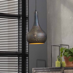 BelaLuz Industriële hanglamp Chingo 1-lichts zwart bruin