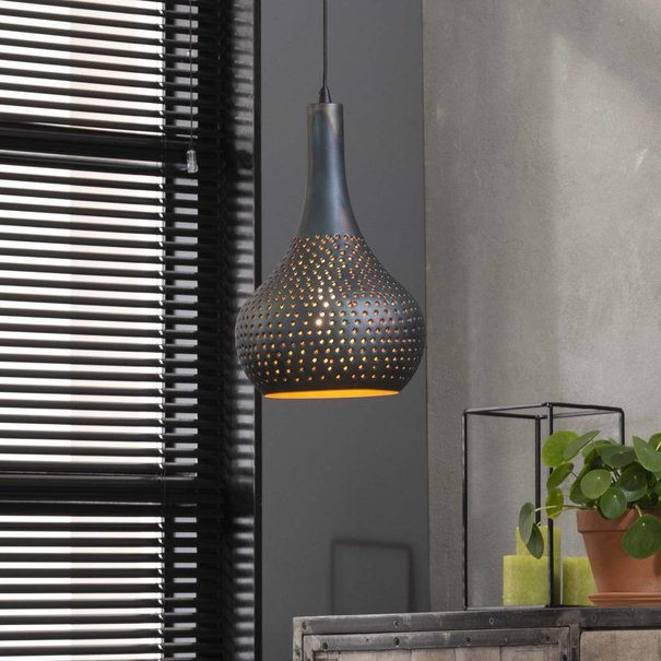 BelaLuz Industriële - Hanglamp - Zwart / bruin - 1 lichts - Chingo