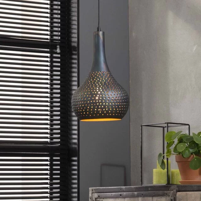 Hanglamp Chingo 1-lichts Zwart / bruin
