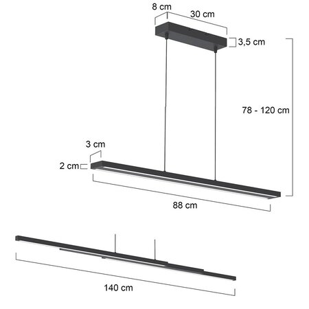 Steinhauer Moderne hanglamp Zelena Motion uittrekbaar zwart