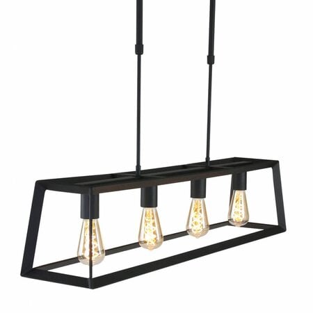 Mexlite Industriële hanglamp Buckley 4-lichts zwart