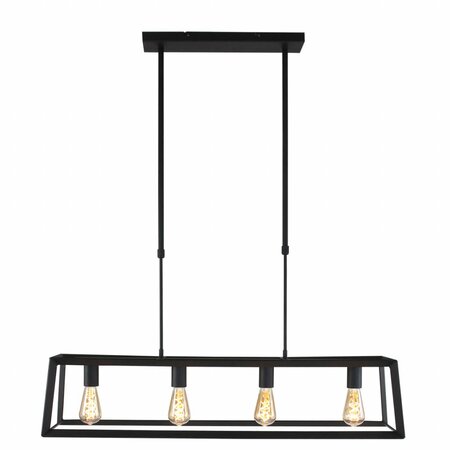 Mexlite Industriële hanglamp Buckley 4-lichts zwart
