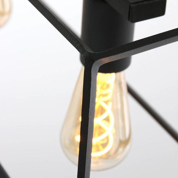 Mexlite Industriële - Hanglamp - Zwart - 4 lichts - Buckley