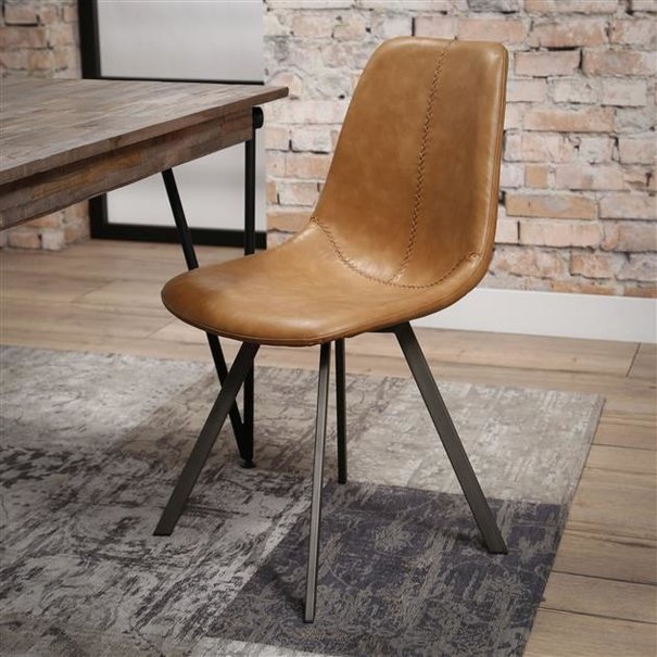 BelaLuz Stoere - barstoel - PU cowhide - bruin -Vico