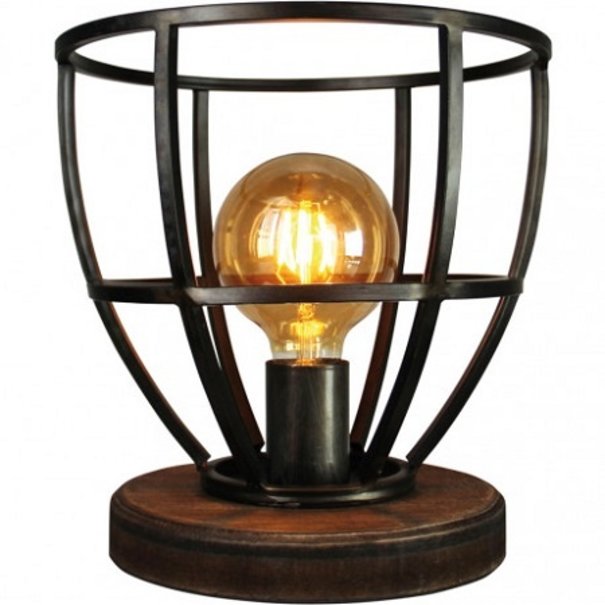 Freelight Industriële - Tafellamp - Zwart - Hout - Birdie
