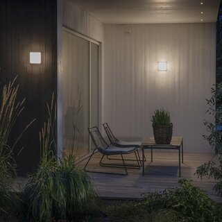 Buiten wandlamp Cesena Schemersensor Wit