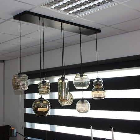 Moderne hanglamp Quinto 8-lichts zwart