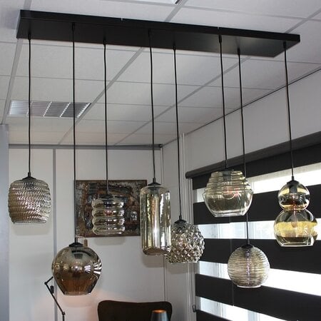 Moderne hanglamp Quinto 8-lichts zwart