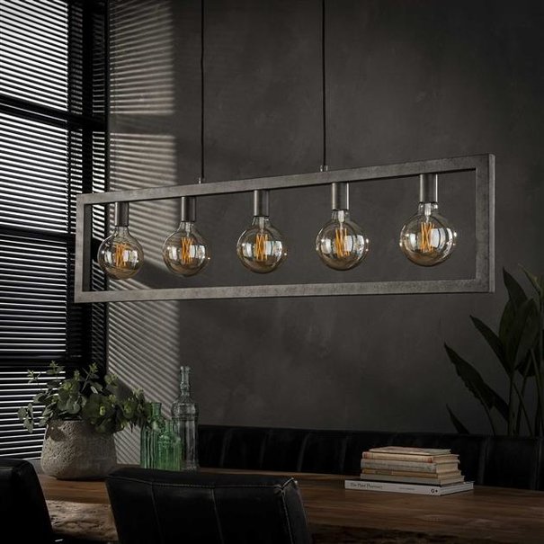 BelaLuz Industriële - Hanglamp - Oud zilver - 5 lichts - Skye