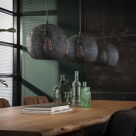 BelaLuz Industriële hanglamp Zelda 3-lichts bolvormig zwart bruin
