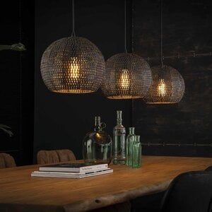 BelaLuz Industriële hanglamp Zelda 3-lichts bolvormig zwart bruin