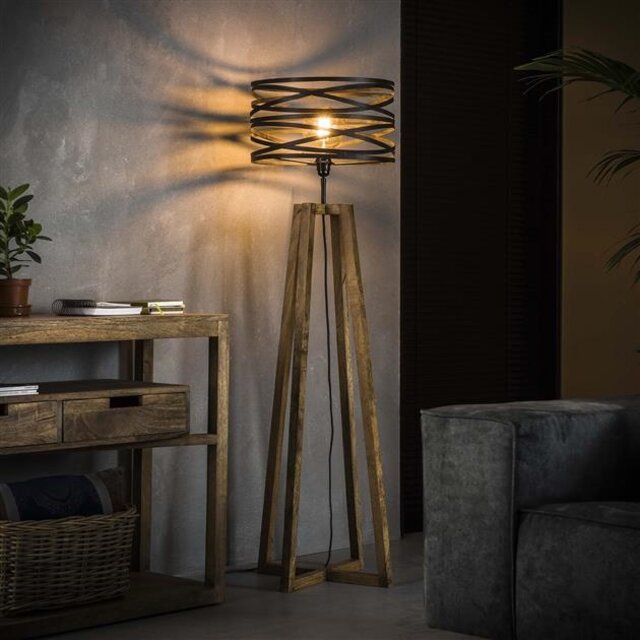 Vloerlamp Morgan Ø40 cm bruin