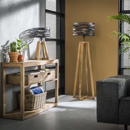BelaLuz Landelijke vloerlamp Morgan Ø40 cm bruin