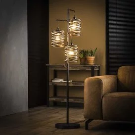 Vloerlamp Lawu 3-lichts Bruin