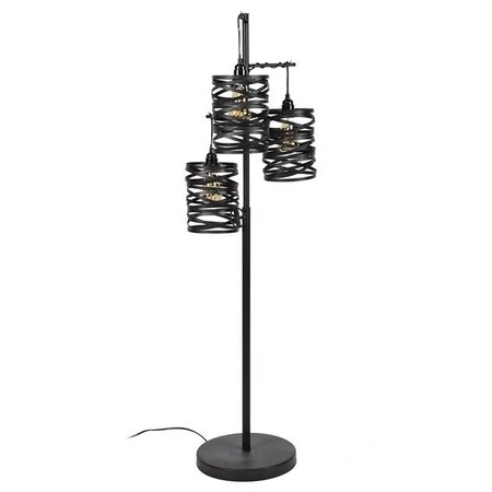 BelaLuz Industriële vloerlamp Lawu 3-lichts bruin