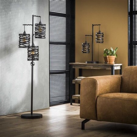 BelaLuz Industriële vloerlamp Lawu 3-lichts bruin