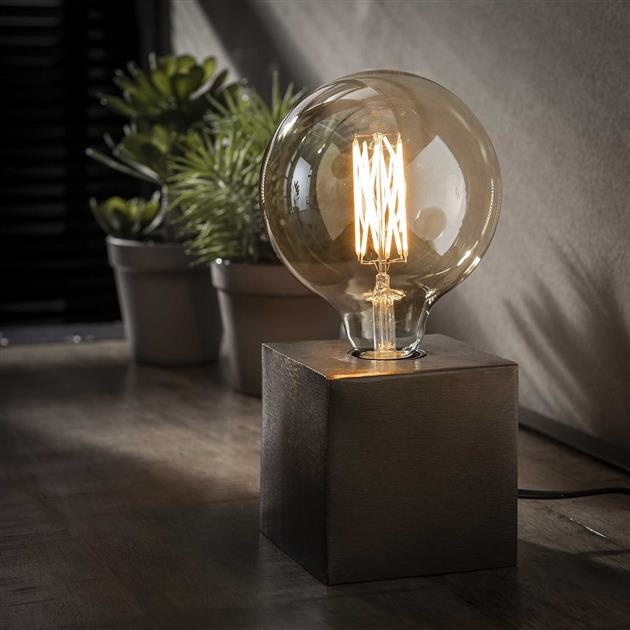 Moderne Tafellamp - Zwart nikkel - 10 x 10 cm - Kubus