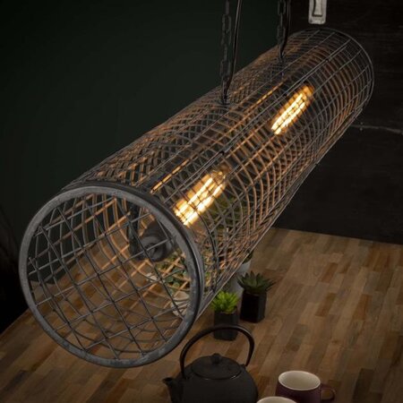 BelaLuz Industriële hanglamp Sydo 2-lichts grijs