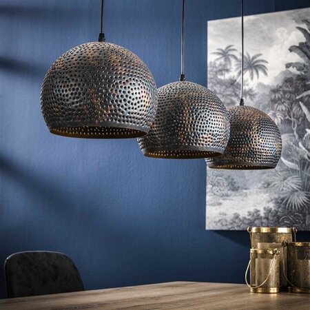 BelaLuz Industriële hanglamp Cambal 3-lichts Ø25 cm zwart bruin