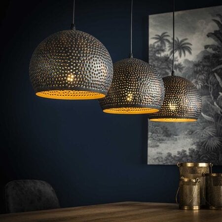 BelaLuz Industriële hanglamp Cambal 3-lichts Ø25 cm zwart bruin