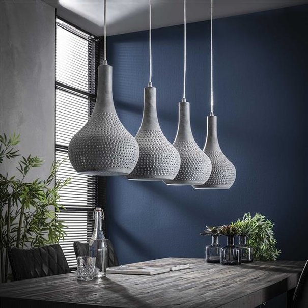 BelaLuz Industriële - Hanglamp - Betonlook - 4 lichts - Chingo