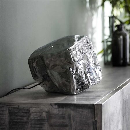 BelaLuz Moderne tafellamp Ice Cube chrome glas