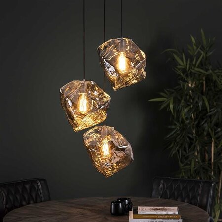 BelaLuz Moderne hanglamp Ice Cube chrome 3-lichts