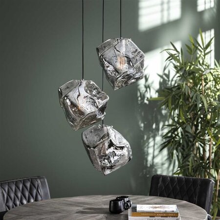 BelaLuz Moderne hanglamp Ice Cube chrome 3-lichts