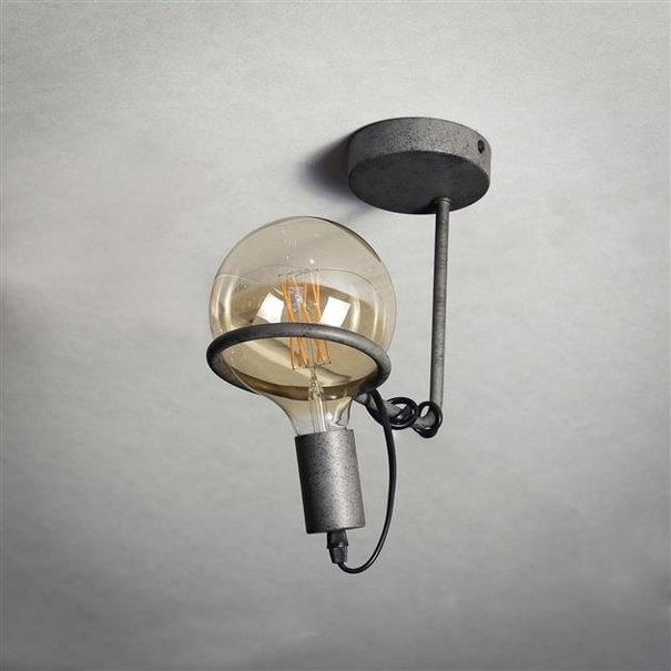 BelaLuz Industriële - Plafondlamp - Oud zilver - 12,5 cm bol - Saturnus