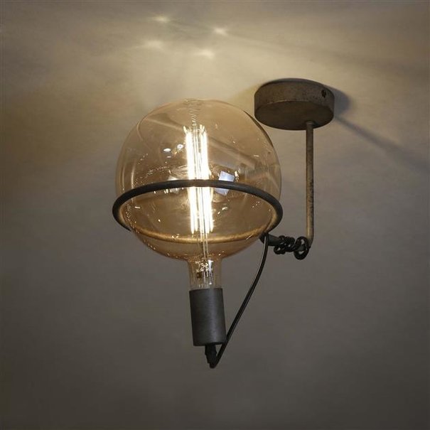BelaLuz Industriële - Plafondlamp - Oud zilver - 20 cm bol - Saturnus
