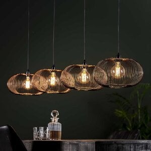 BelaLuz Modern Industriële hanglamp Vince 4-lichts brons met koperen las
