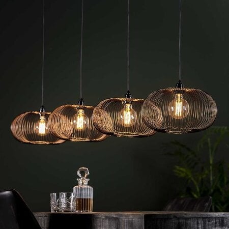 BelaLuz Modern Industriële hanglamp Vince 4-lichts brons met koperen las