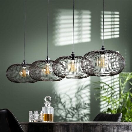 BelaLuz Modern Industriële hanglamp Vince 4-lichts brons met koperen las