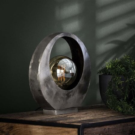 BelaLuz Industriële stoere tafellamp Full Moon oud zilver